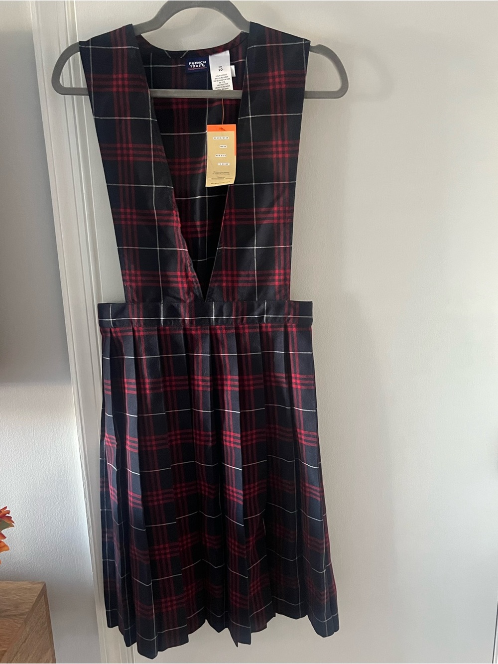 French Toast Plaid V-Neck Dress